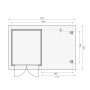 Grundriss Karibu Holz-Gartenhaus Ängelholm: Maße 220x280 cm, Pultdach, unbehandelt.