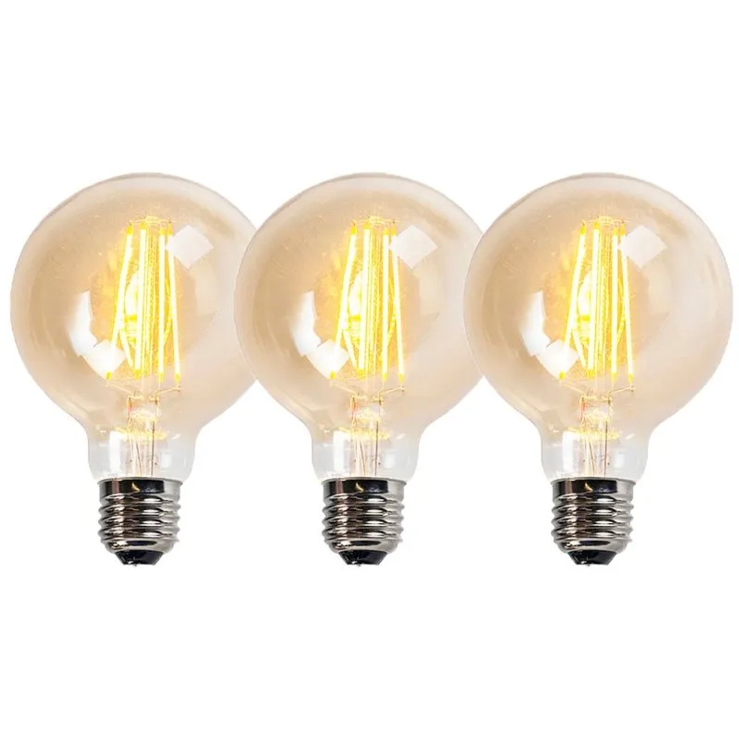 LUEDD 3er Set E27 Dimmbare LED Leuchtmittel G95 Gold 5W 450LM 2200K