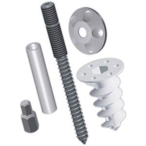 Tox Fallrohrbefestigung Thermo Vario Dübel-Set für unebene Fassaden.