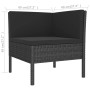 Schwarzes vidaXL Gartenmöbel-Eckteil aus Rattan mit Polster, Teil eines Lounge-Sets.