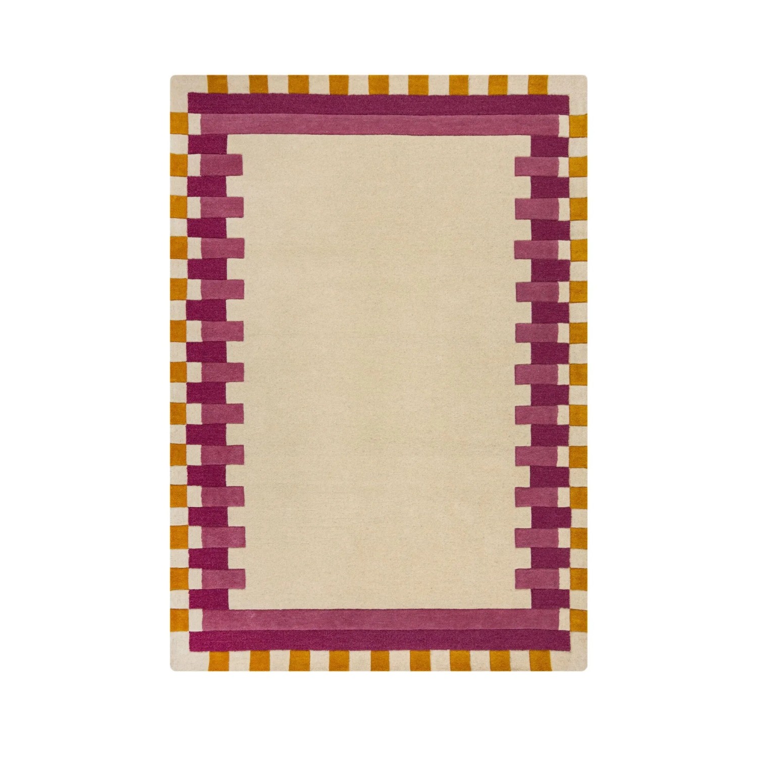 Flair Rugs Wollteppich Kai Wool Border 200 cm x 290 cm Beige-Rosa