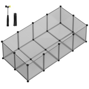 Feandrea Freigehege mit Bodenplatten 143 cm x 73 cm x 46 cm Grau