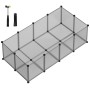 Feandrea Freigehege mit Bodenplatten, 143x73x46 cm, grau, inklusive Hammer und Kabelbinder.