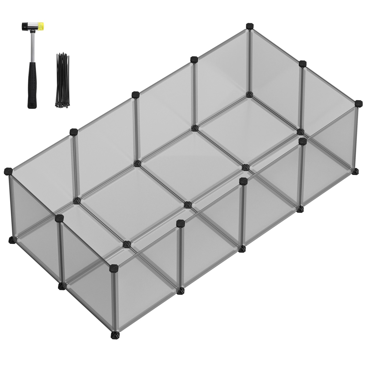 Feandrea Freigehege mit Bodenplatten 143 cm x 73 cm x 46 cm Grau