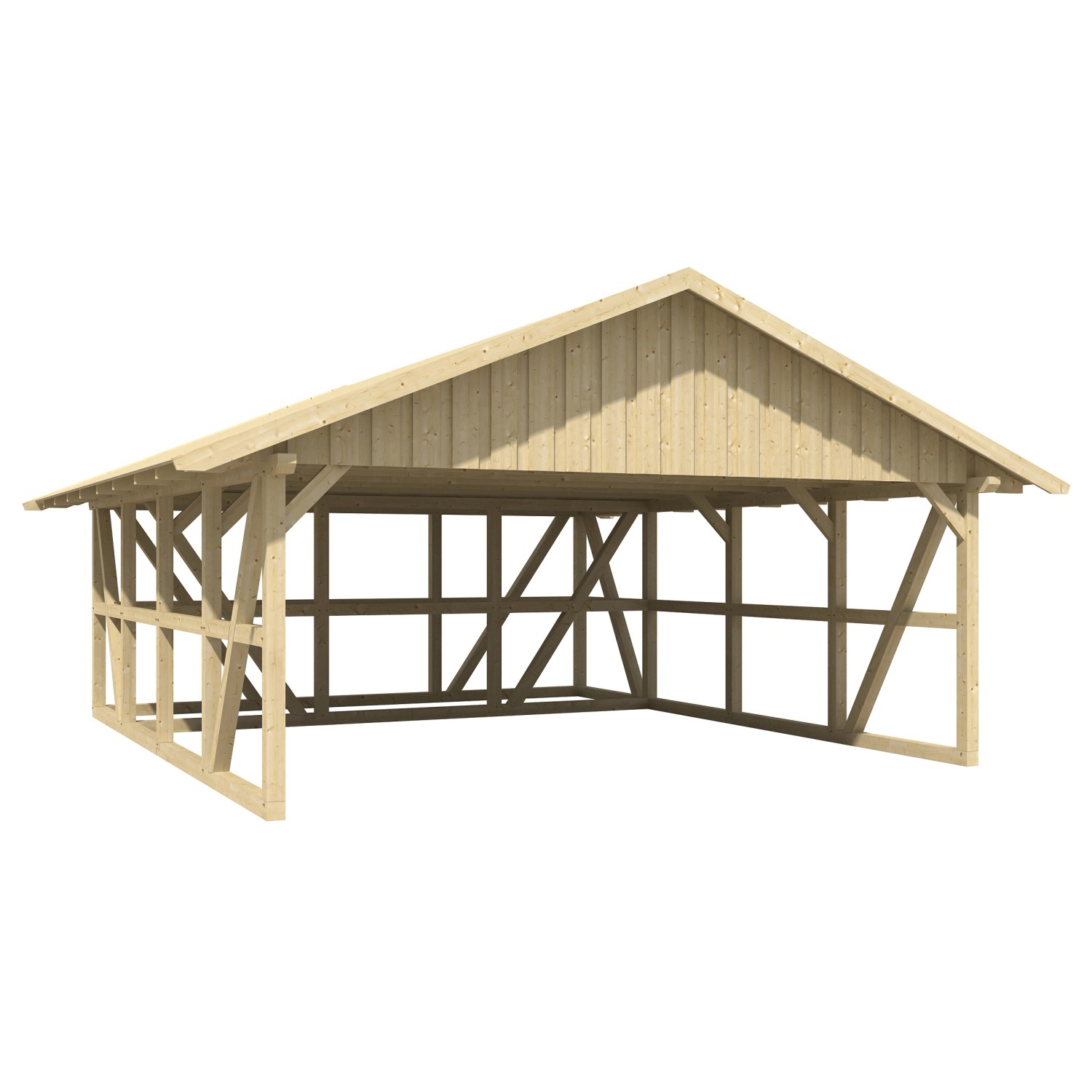 Skan Holz Carport Schwarzwald m. Dachschalung u. Abstellr. C 684 x 772 cm N günstig online kaufen