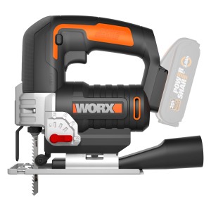 Worx Akku-Stichsäge WX543.9 PowerShare 20 V Solo, Akku-betriebene Stichsäge in Schwarz/Orange.
