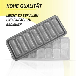 Bestgoodies Eiswürfelform, 4er Set, grau, mit Deckel, für 14 Eiswürfel. Küchenhelfer.