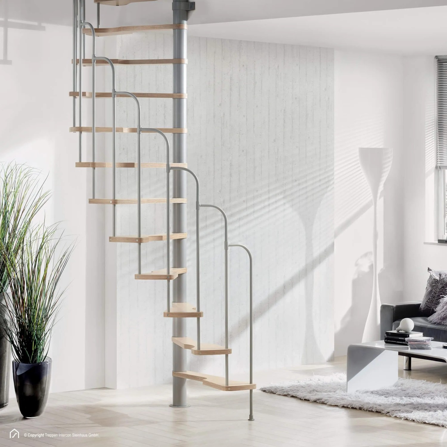 Treppen Intercon Raumspartreppe Skidoo Plus Halbgewendelte Spindeltreppe fü günstig online kaufen