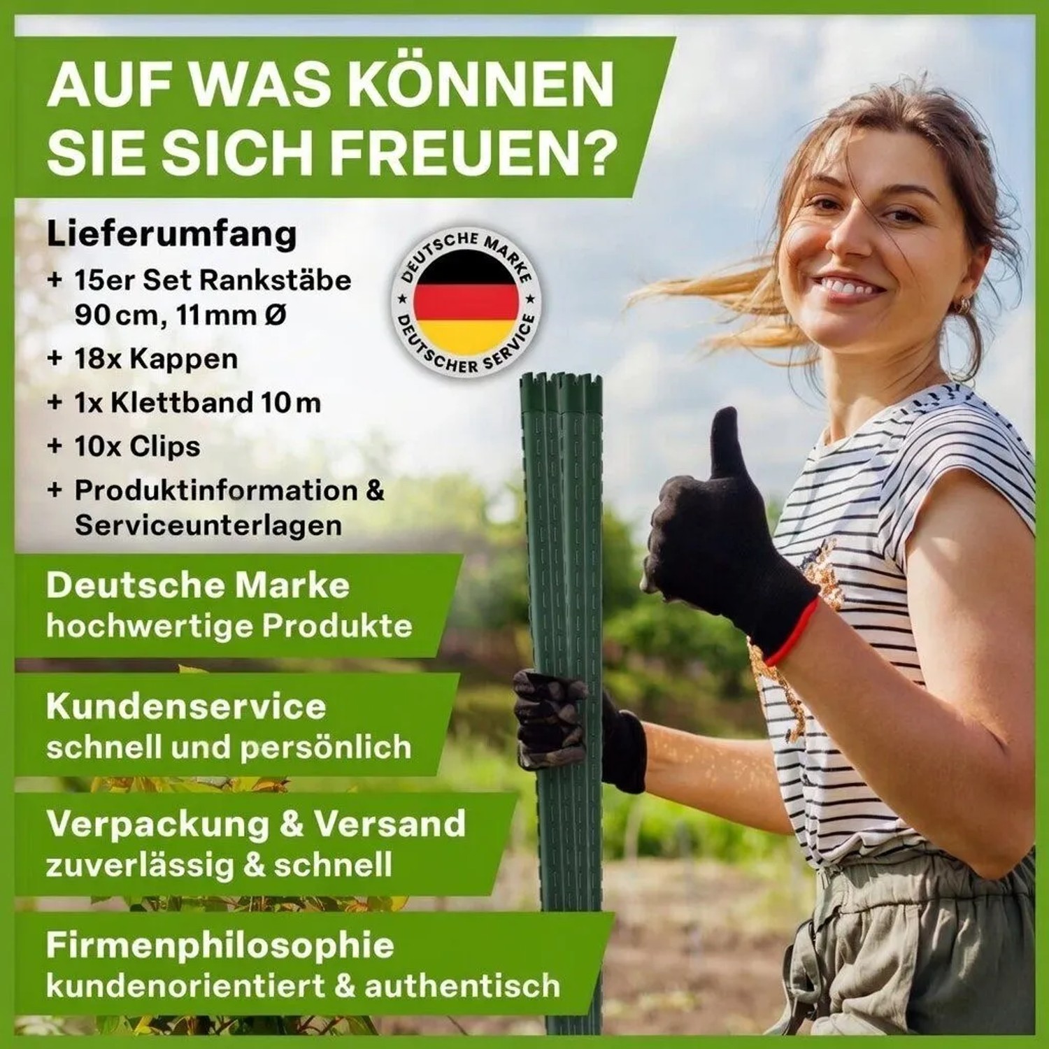 TTL GARDEN Rankstäbe 90cm 15er Set 11mm Kunststoffbeschichtet Pflanzstäbe Rankhilfe Tomatenstab Für Garten Gewächshaus_9