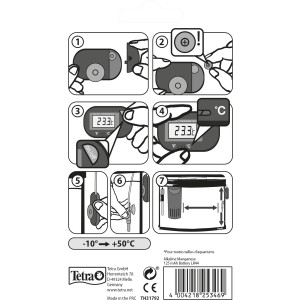 Anleitung für Tetra Aquarienthermometer TH Digital mit Schritten zur Installation und Nutzung.