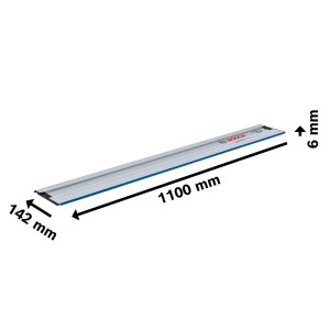 Bosch Führungsschiene FSN 1100, 1100 mm lang, silber-blau. Präzises Zubehör für Sägen.
