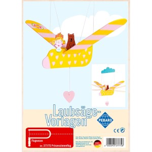 Pebaro Laubsägevorlage Prinzessinenflug: Sperrholz-Bastelset mit Prinzessin, Bär und Flugzeug.