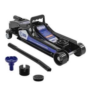 ECD Germany Hydraulischer Wagenheber 2,5T, schwarz-blau, mit Zubehör für Pannenhilfe.