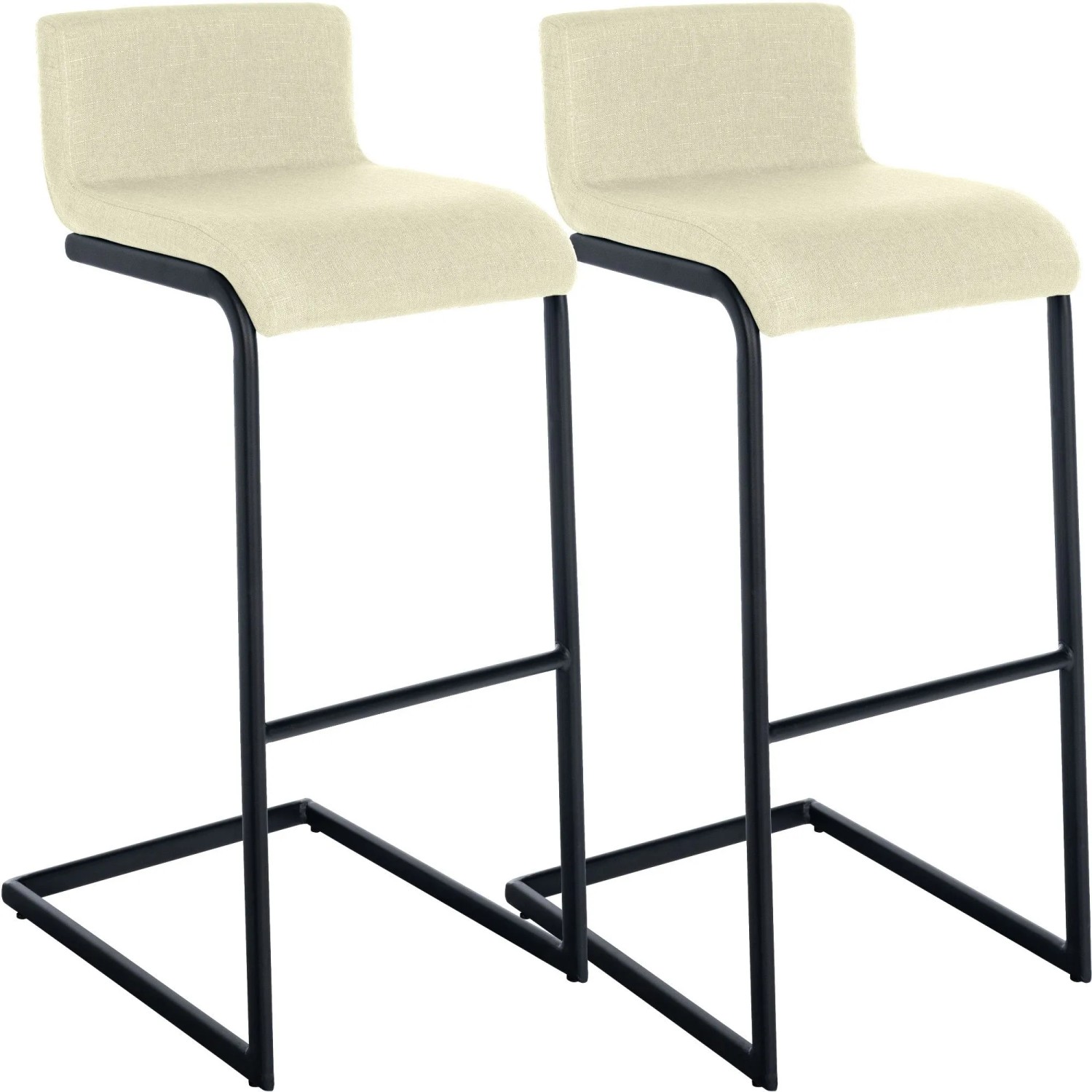 CLP 2er Set Barhocker Newport Schwarzes Metallgestell Creme/Stoff
