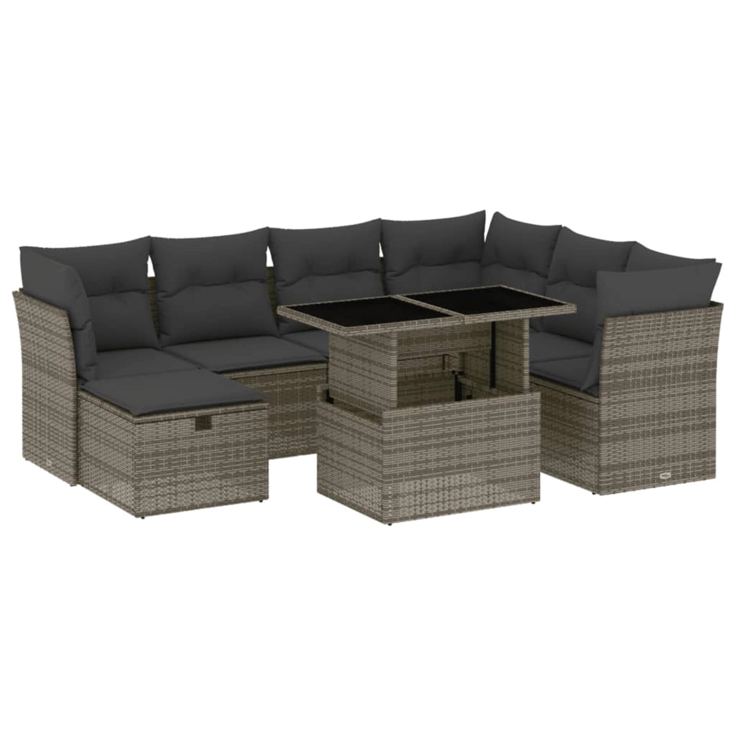 vidaXL 8-Tlg Garten-Sofagarnitur mit Kissen Grau Poly Rattan 3274680 günstig online kaufen