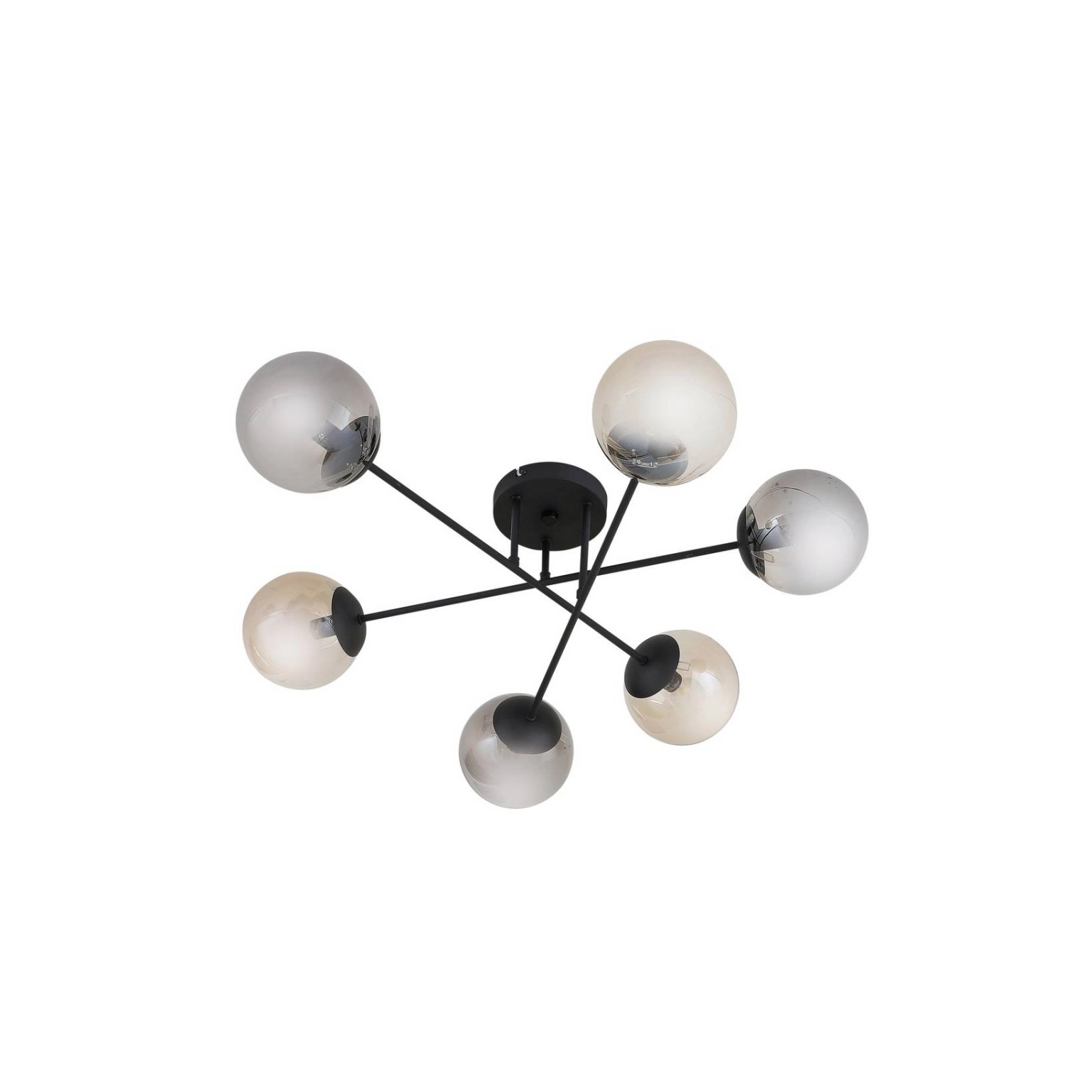 Lindby Deckenlampe Isamer 10034202 Modern in Schwarz aus Metall 6-flammig E14 Wohnzimmerleuchte