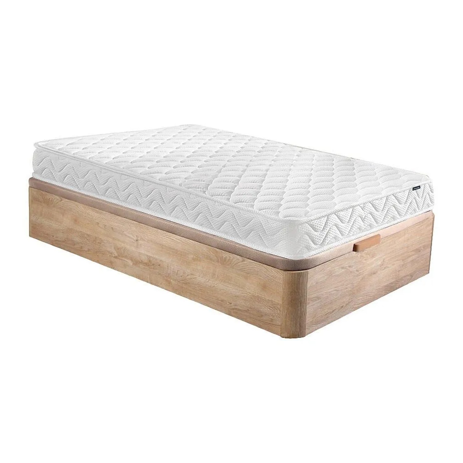 Vente-unique Matratze Und Bettgestell Mit Lattenrost Und Bettkasten Pelops Naturfarben Hell 190 cm