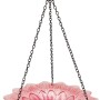 Hängende Vogeltränke aus Glas in Rosa, Blumen-Design, Ø 23 cm. Gartendekoration.