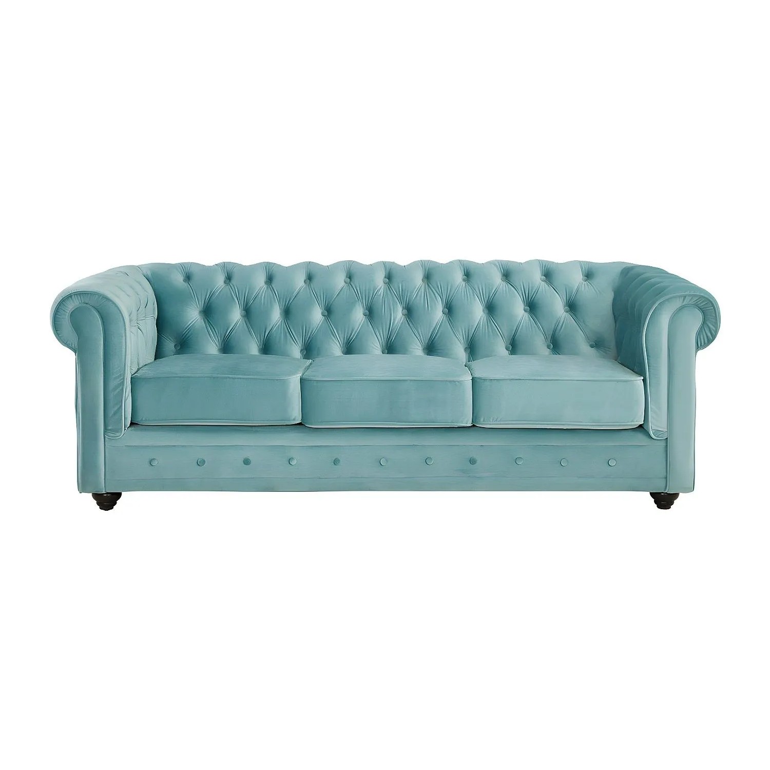Vente-unique Sofa Ohne Schlafmöglichkeit Chesterfield Hellblau 205 cm