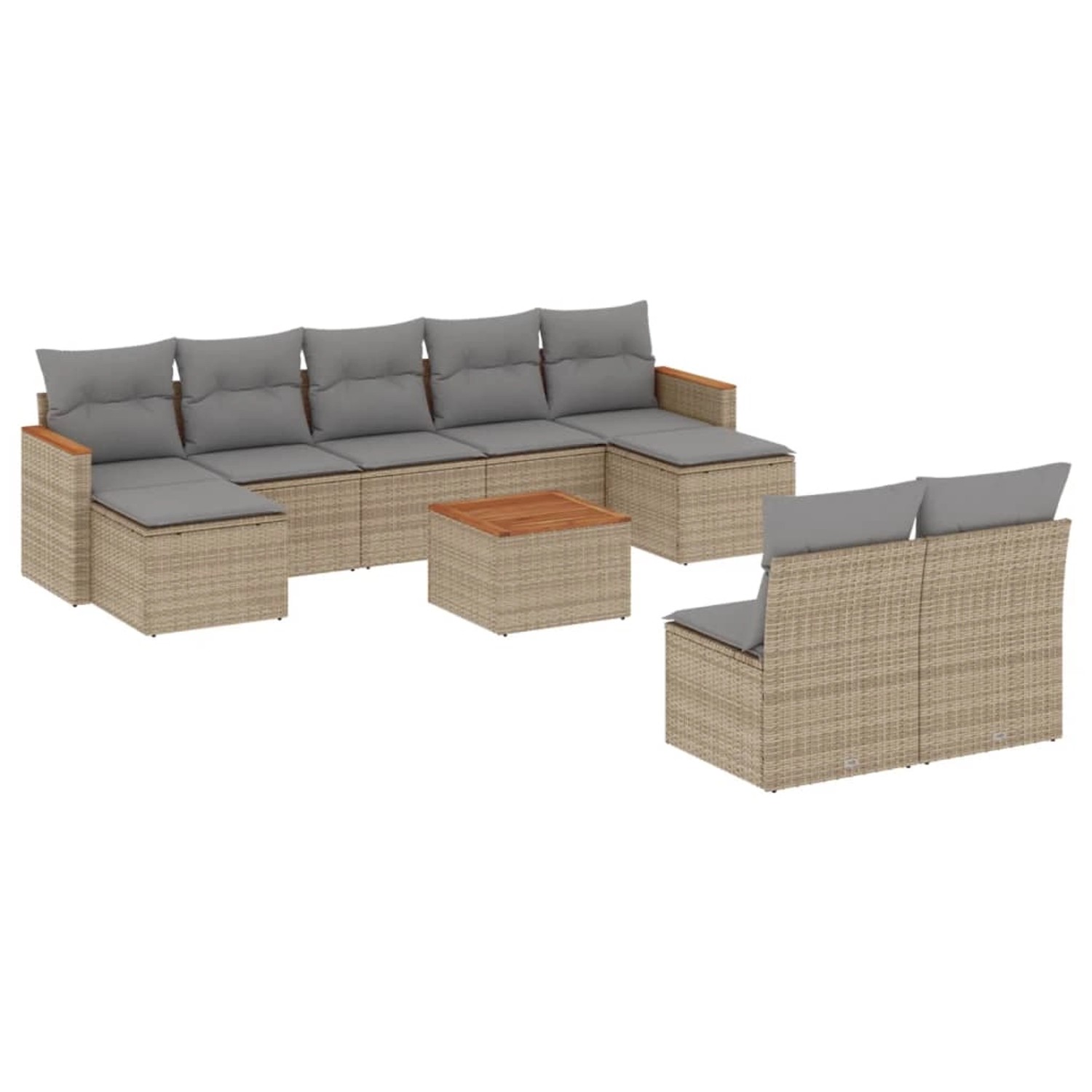 vidaXL 10-Tlg Garten-Sofagarnitur mit Kissen Beige Poly Rattan 3226381 günstig online kaufen