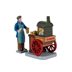 Lemax Weihnachtsdeko: Chester's Hot Chestnuts 2er-Set mit Verkäufer und Kastanienwagen.