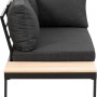 Greemotion Lounge-Set Rio, 3-teilig, Aluminium schwarz mit grauen Kissen und Holzablage.