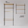 Ar Shelving Deco Set: Regal mit Schreibtischfunktion und Wandregal, Holz und Metall.