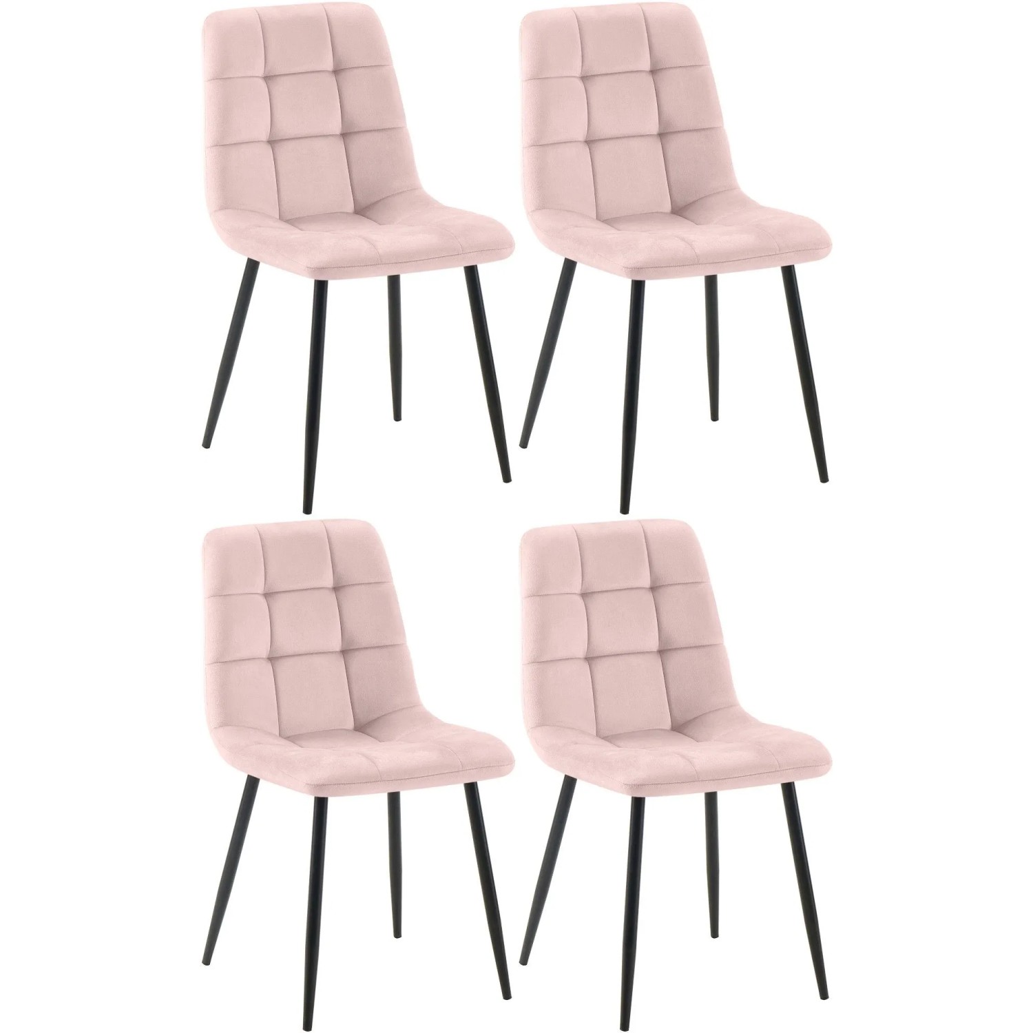 CLP 4er Set Esszimmerstuhl Tilde pink/Samt