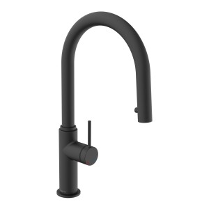 Schwarze Schütte Spültischarmatur Blackpool mit Haarbrause, Einhebelmischer.