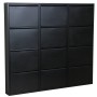 Schwarzer ebuy24 Pisa Schuhschrank aus Metall mit 12 Klappen. Schuhkommode für Flur und Diele.
