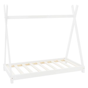 Weißes ML-Design Kinderbett Tipi 70x140 cm mit Lattenrost im Indianer Design.