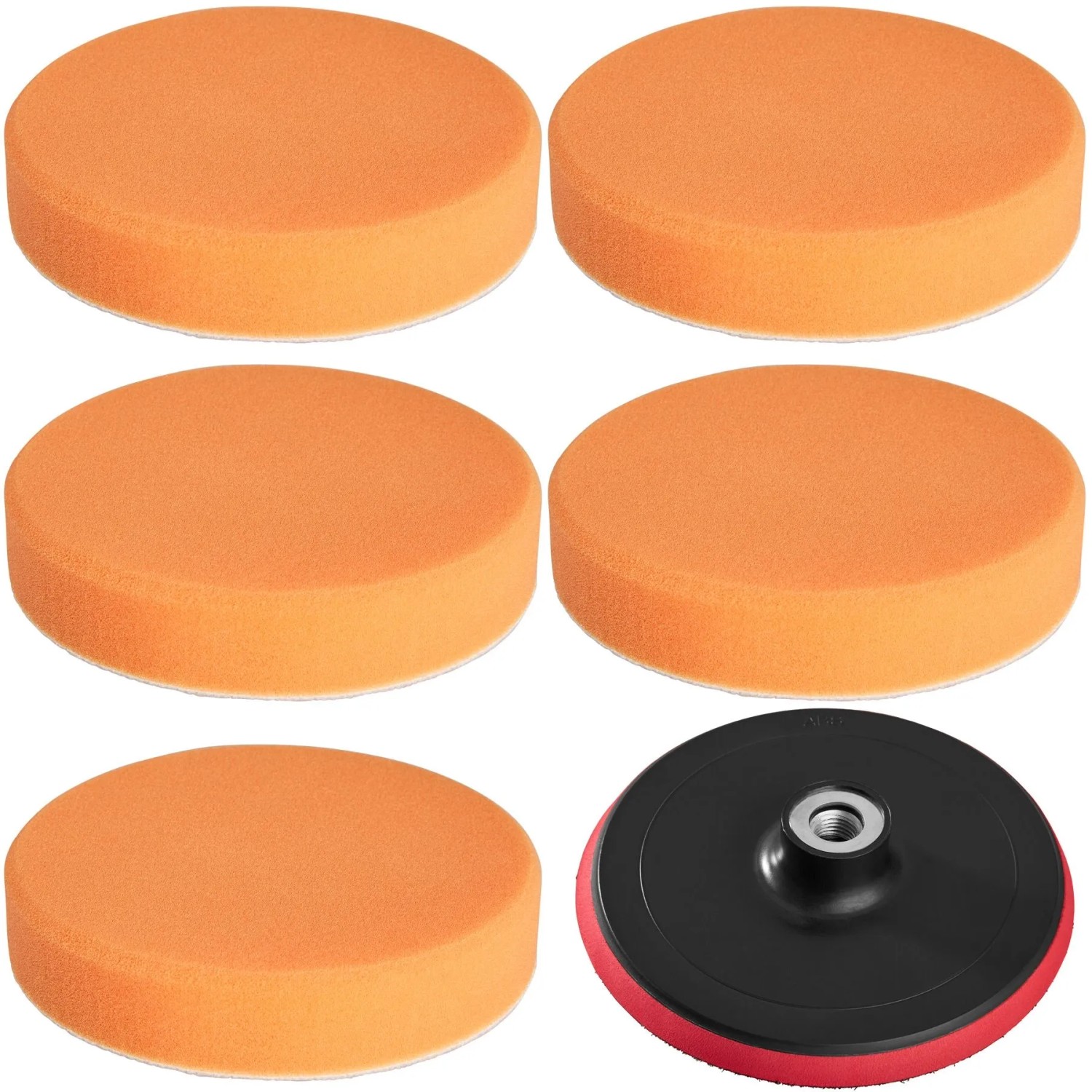 Tectake 6 Teiliges Polierschwamm Set  5 Polierschwämme 150 mm Mittel Soft  15 x 15 x 2 90 cm Orange