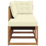 vidaXL Outdoor-Sofa-Eckmodul aus hellem Akazienholz mit cremefarbenen Polstern. Gartenmöbel.