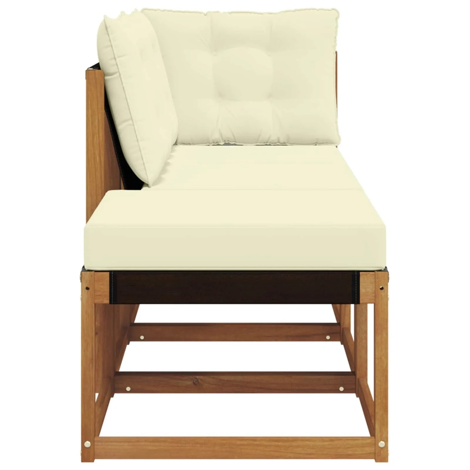vidaXL Outdoor-Sofa-Eckmodul aus hellem Akazienholz mit cremefarbenen Polstern. Gartenmöbel.