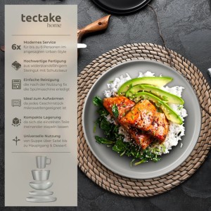 Tectake Kombiservice Una, 30-teilig, grau. Geschirrset im Urban Style für 6 Personen.