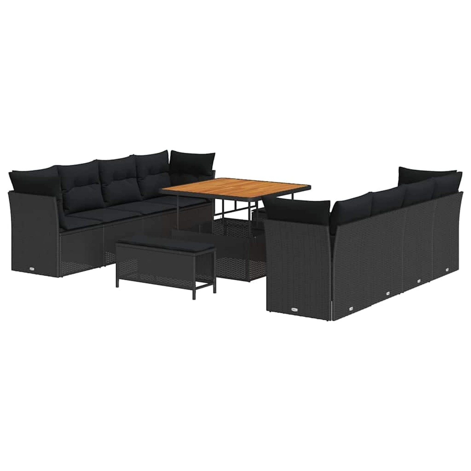 vidaXL Garten-Sofa-Set 11-Tlg Schwarz Poly Rattan 3361464 günstig online kaufen