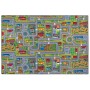Bunter Snapstyle Kinderteppich Abenteuerland 80x240cm mit Straßen, Häusern und Spielplätzen.