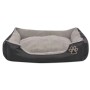 Schwarzes vidaXL Hundebett XL mit Kissen und Pfoten-Motiv. Gemütliches Hundekörbchen für drinnen und draußen.