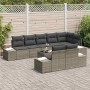 Graues 9-teiliges vidaXL Garten-Sofa-Set aus Poly Rattan mit Kissen.