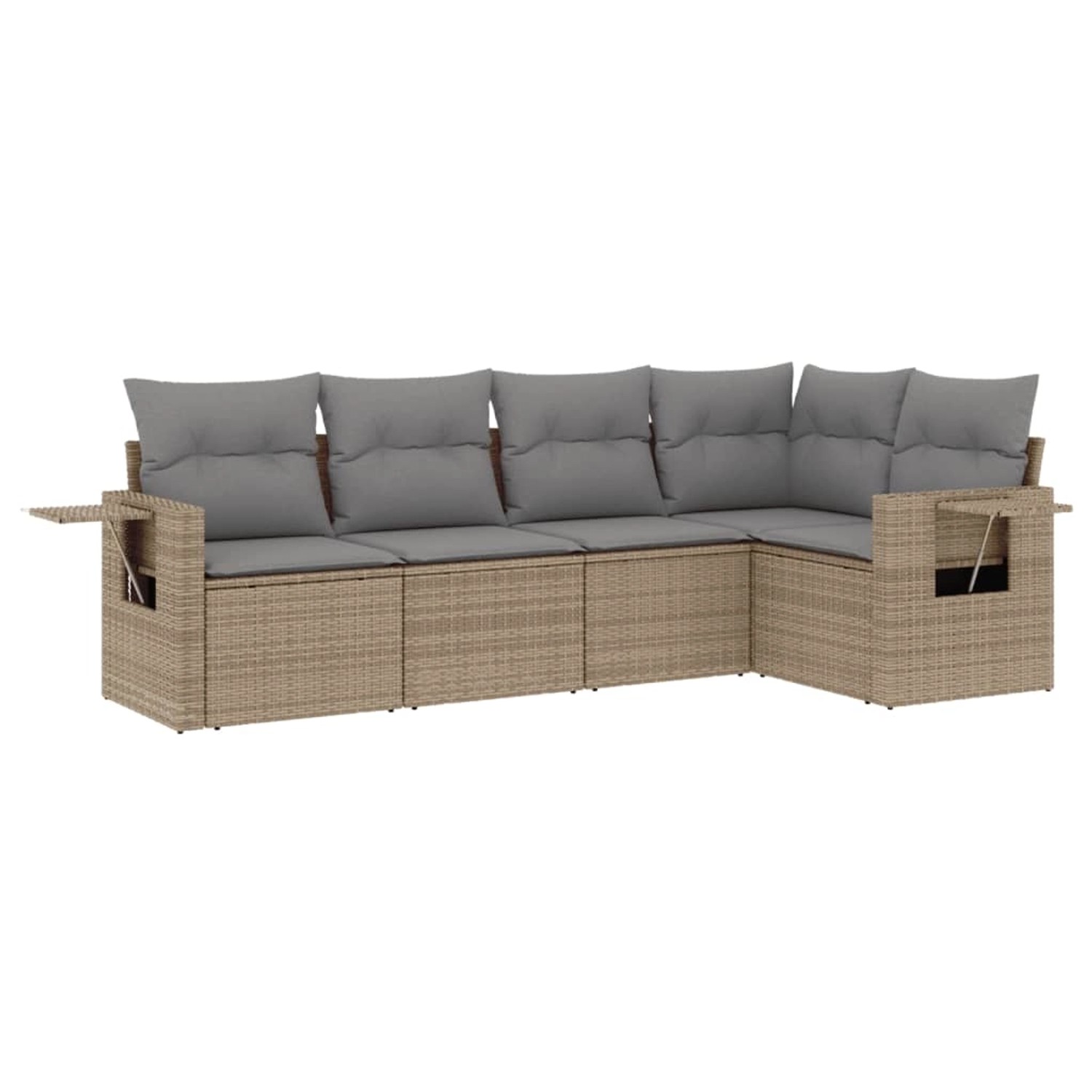 vidaXL 5-Tlg Garten-Sofagarnitur mit Kissen Beige Poly Rattan 3220128 günstig online kaufen