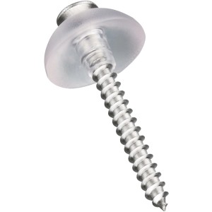Edelstahlschraube mit Dichtscheibe für Kunststoffbedachung, Detailansicht.