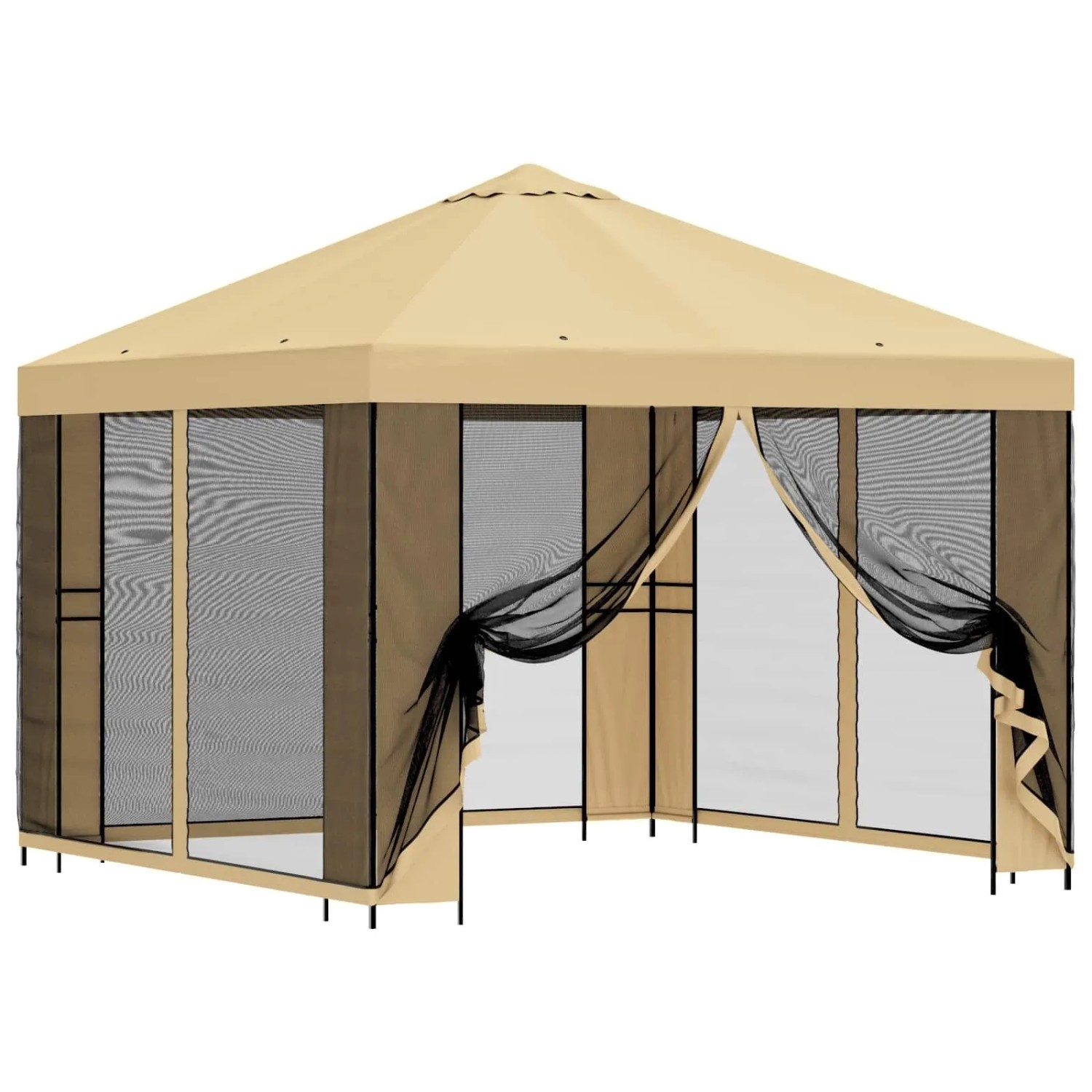 vidaXL Garten Pavillon mit Seitenwänden 3 x 3 m Creme 900362