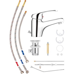 baliv Niederdruck Waschtischarmatur WT-5090 N Chrom mit Zubehör
