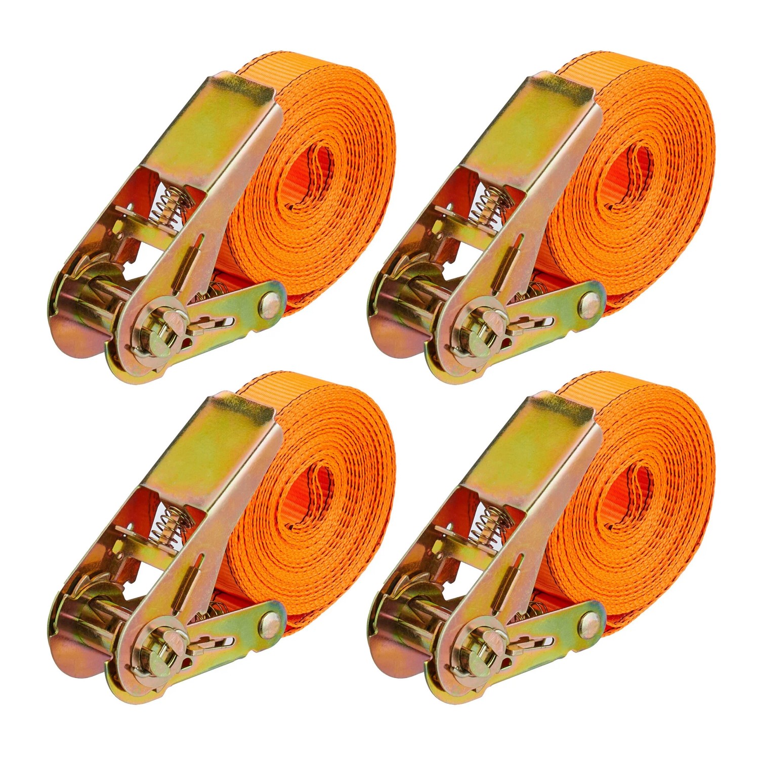 Relaxdays Spanngurte Polyester Stahl Orange Gold mit Ratsche 4er Set 6 m