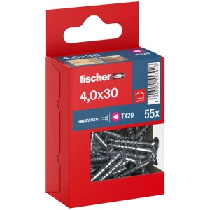 Fischer PowerFast II Holzschrauben, Senkkopf, 4x30 mm, 55 Stück im Karton.