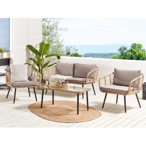 Beliani Sitzgruppe CORINTH II Hellgrau 70x136x73