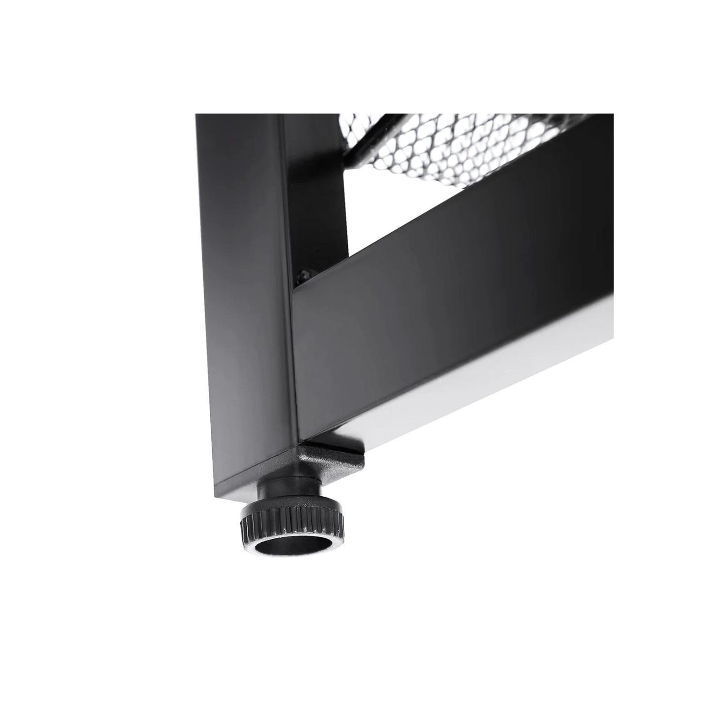 Detailaufnahme: Schwarzes Songmics Schuhregal mit verstellbarem Fuß für optimalen Stand.