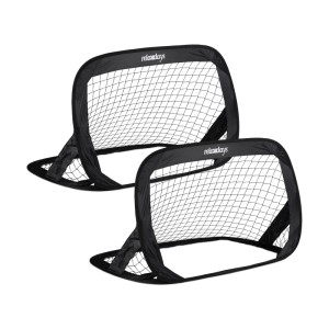 Relaxdays Fußballtore Pop Up 2er Set Polyester Schwarz Klappbar 77 cm x 122 cm x 83 cm 760 g