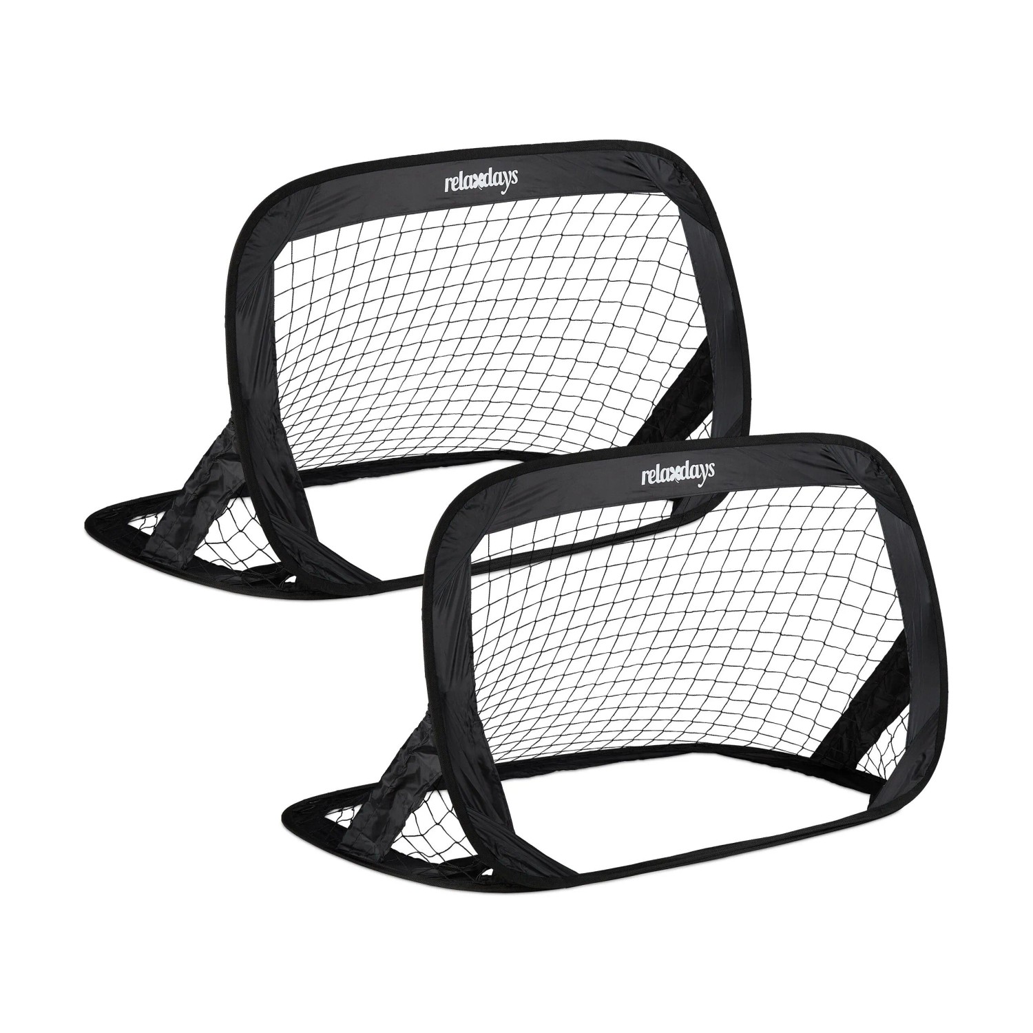 Relaxdays Fußballtore Pop Up 2er Set Polyester Schwarz Klappbar 77 cm x 122 cm x 83 cm 760 g