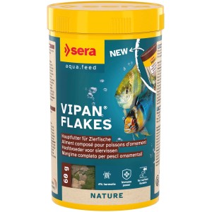 Sera Vipan Nature Flockenfutter 250ml für Zierfische, Hauptfutter mit Insektenmehl.